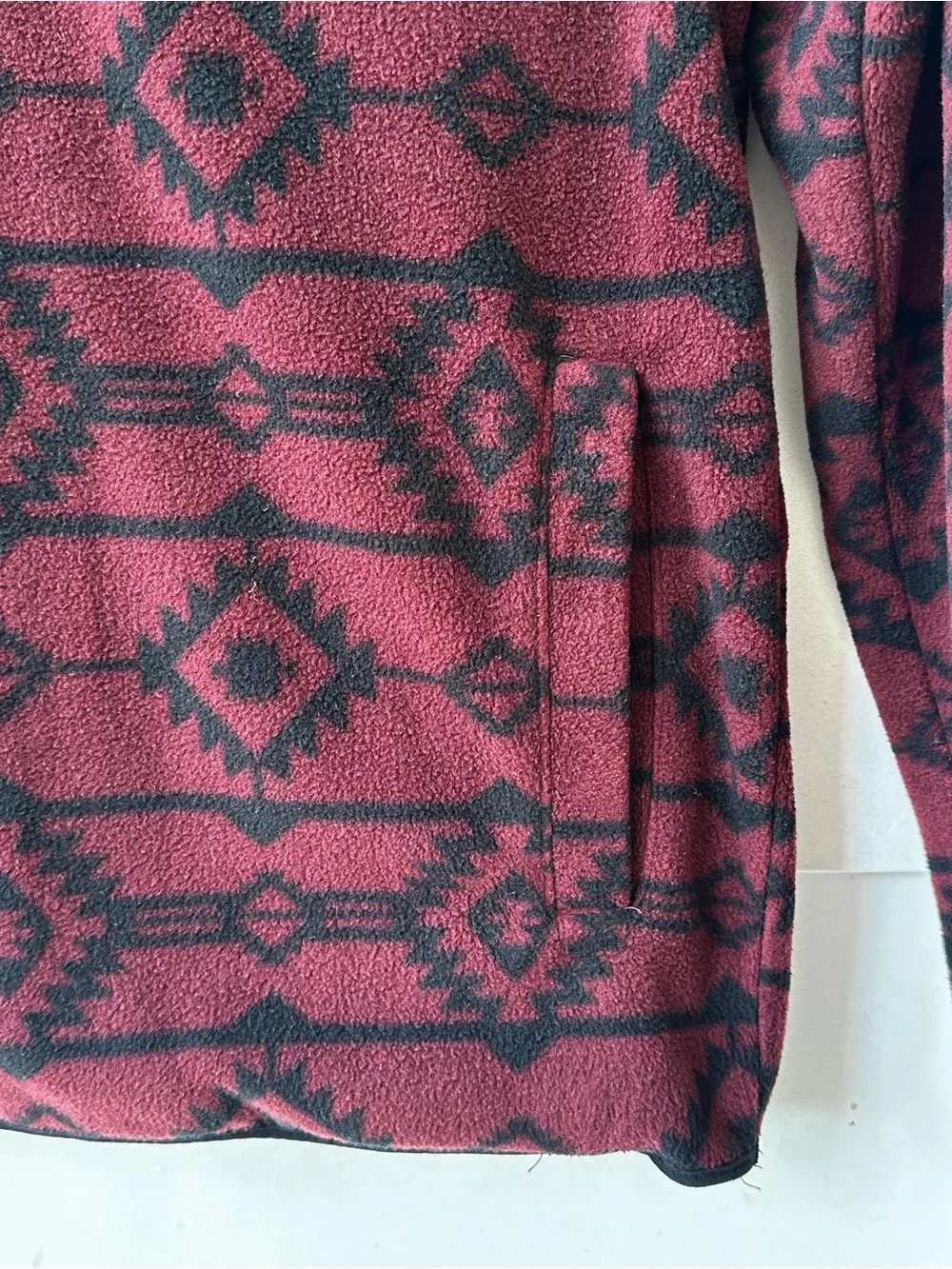 MBX Men's Burgundy Aztec Half-Zip Fleece Pullover